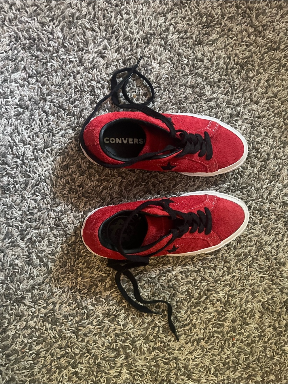 Converse Kids Red Suede Low-Top Sneakers with Black Laces